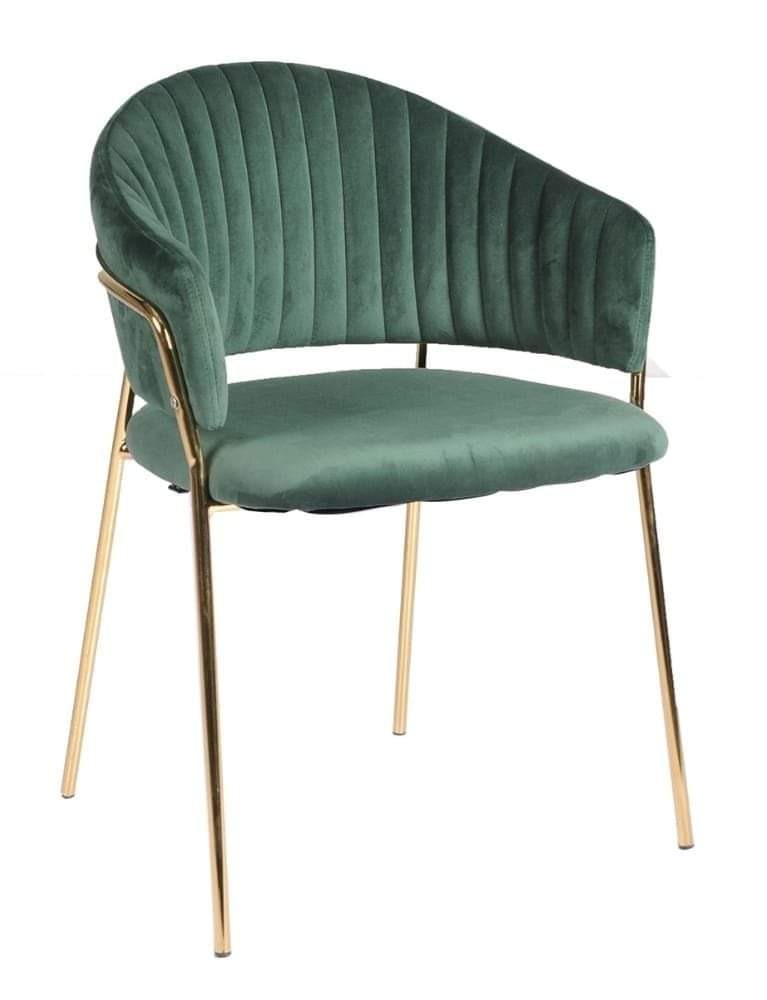 Sage Channel-Back Dining Armchair with Gold-Tone Legs