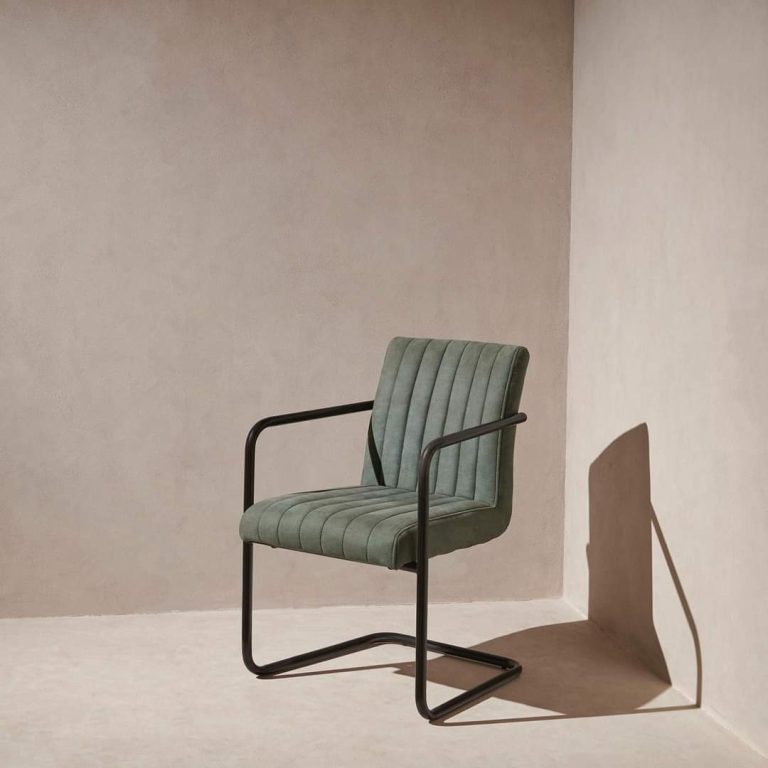 Sage Ribbed Upholstered Cantilever Visitor Armchair