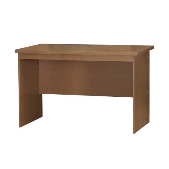 Simple Wood-Tone Office Desk with Modesty Panel