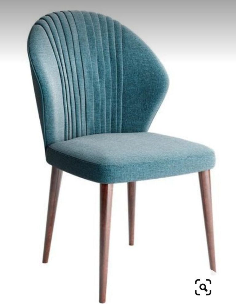 Teal Channel-Back Dining Chair with Dark Wooden Legs