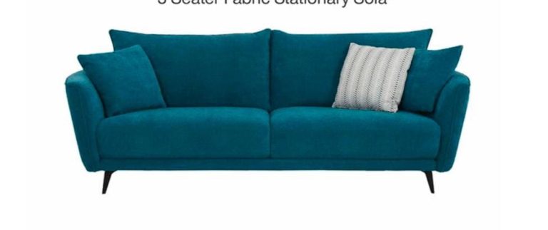 Teal Cushion-Back Sofa with Splayed Legs