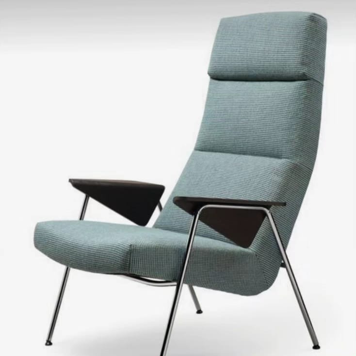 Teal High-Back Lounge Chair with Black Angled Arms