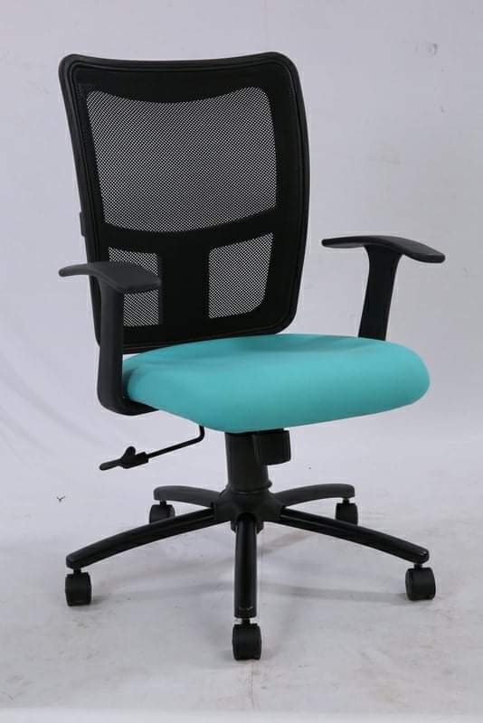 Teal-Seat Mesh Office Chair with Black Castor Base
