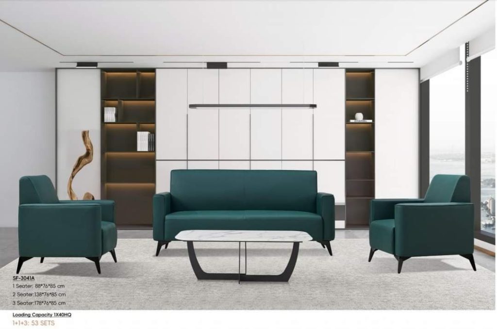 Teal Sofa and Armchair Reception Set