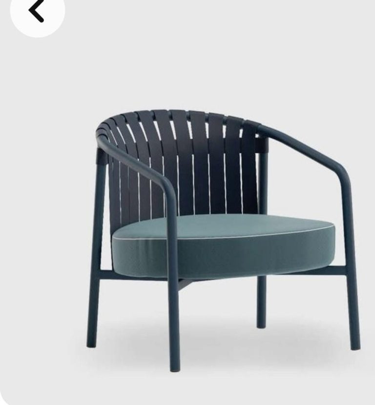 Teal Woven-Back Lounge Chair with Round Seat