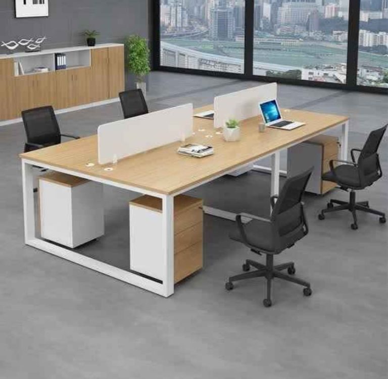 White-Frame Shared Office Workstation with Storage