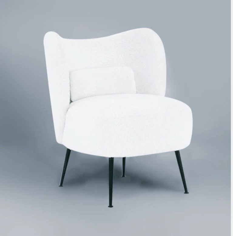 White Sculpted Lounge Chair with Lumbar Cushion