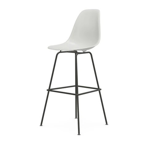 White Shell Bar Stool with Black Footrest Frame