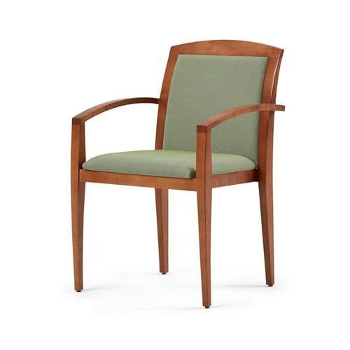 Wooden Dining Armchair with Sage Upholstery