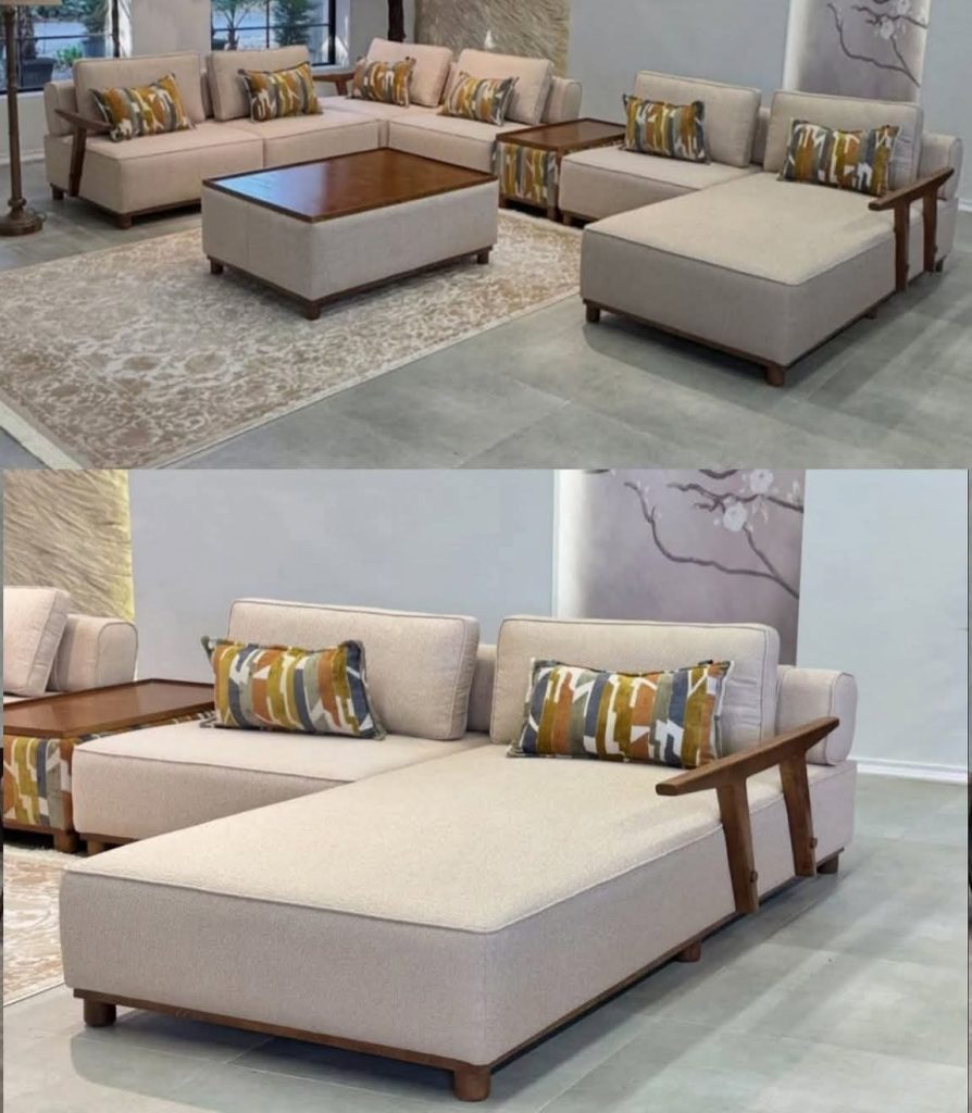 Wooden-Frame Modular Sofa and Chaise Collection